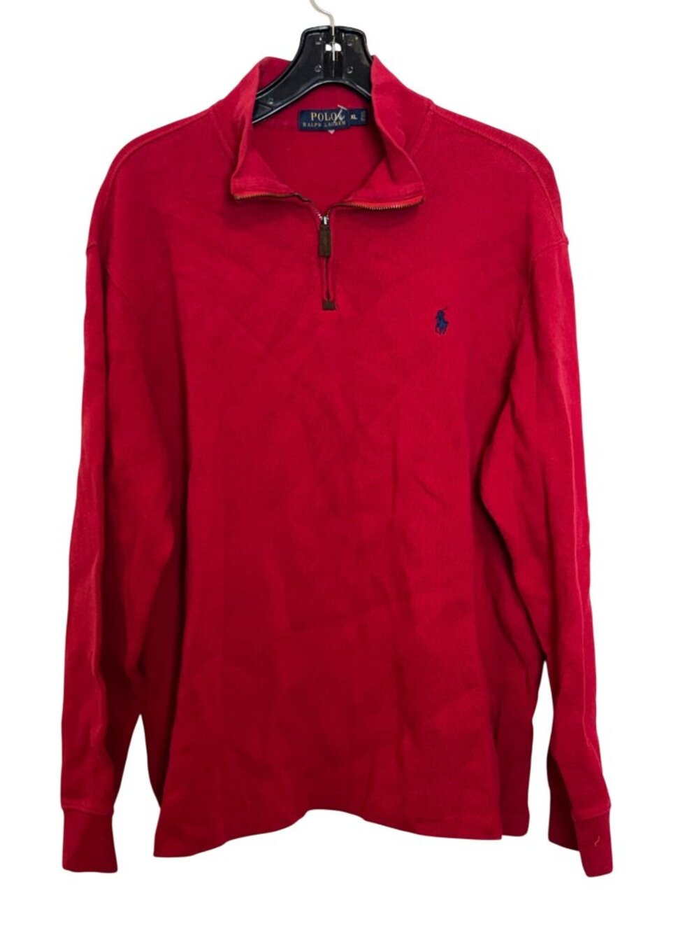 vintage Polo Ralph Lauren Red 1/4 Zip Pullover Sweater XL 100% Cotton Mens